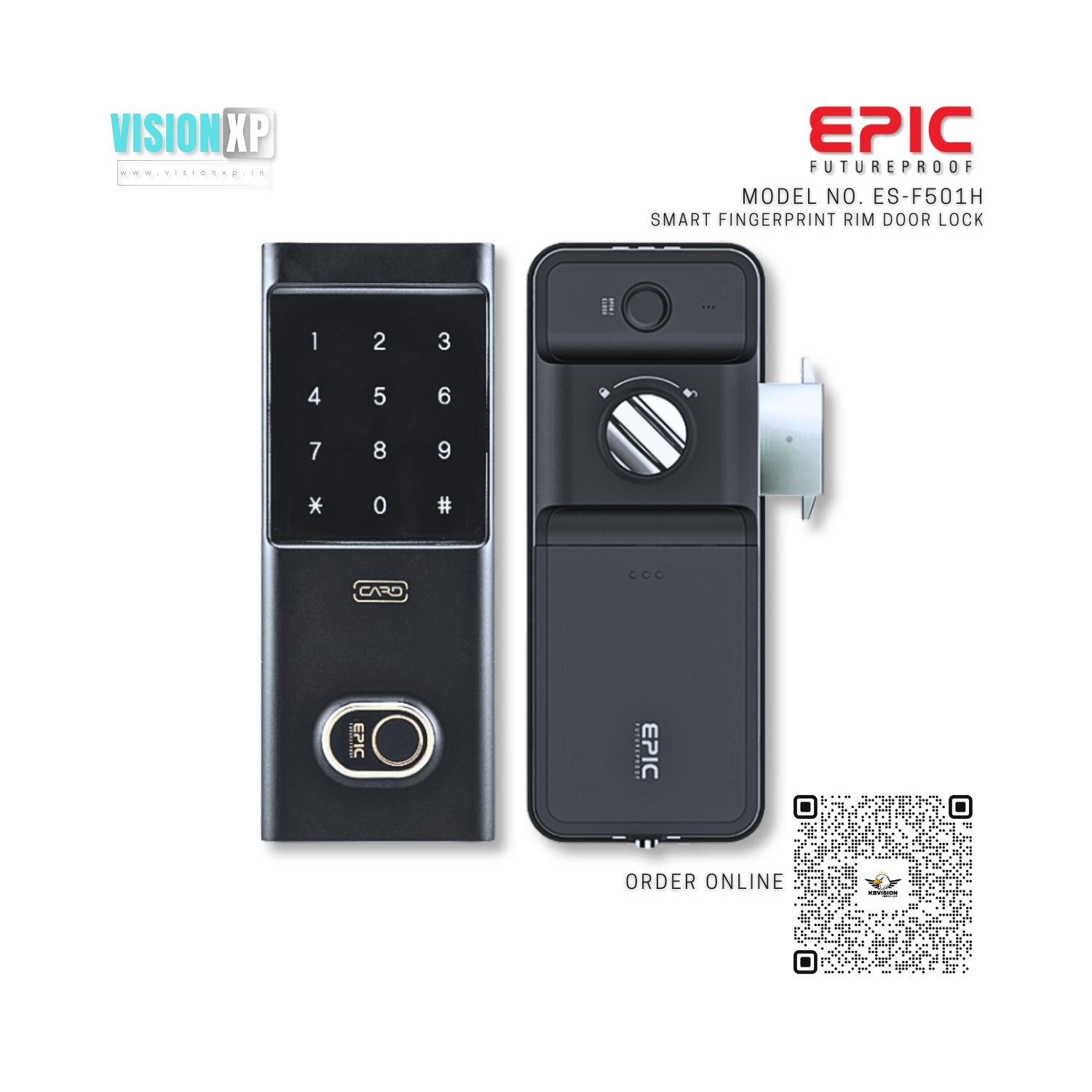 EPIC ES-F501H Digital Finger Print Rim Door Lock EPIC ES-F501H Digital Finger Print Rim Door Lock